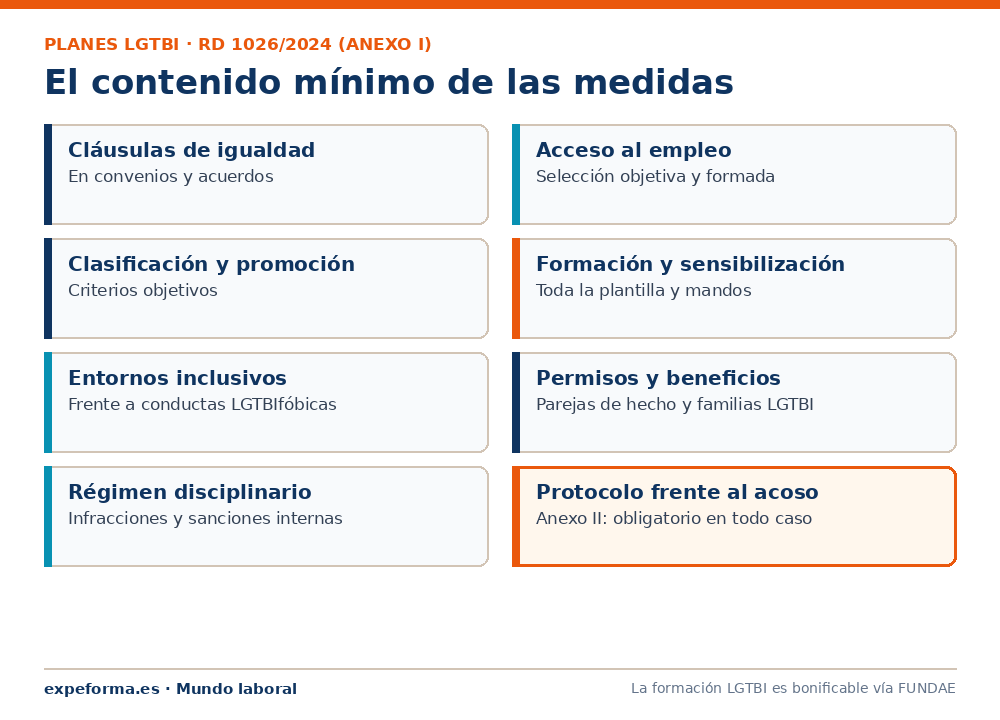 Contenido mínimo del conjunto de medidas LGTBI según el RD 1026/2024